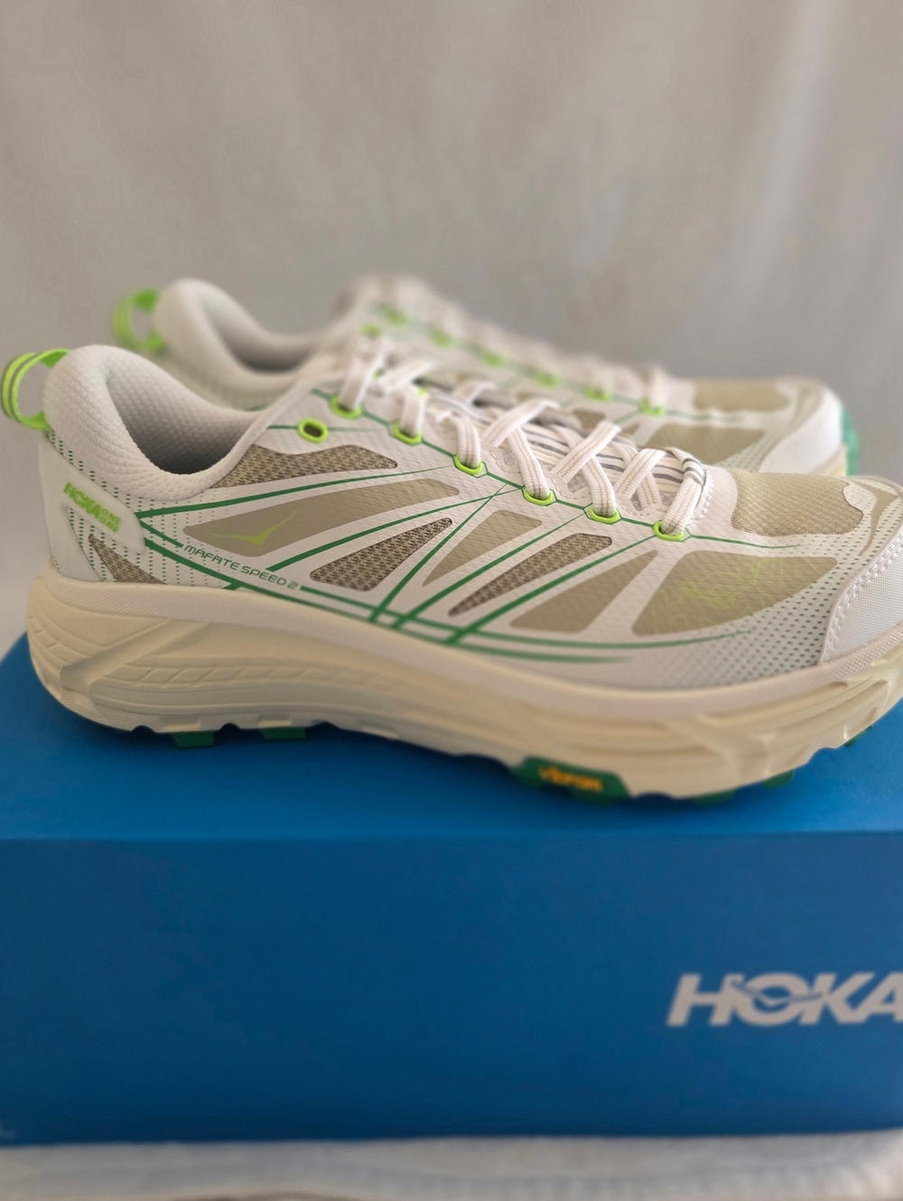 Hoka Mafate Speed 2 Mens Trail Running Shoe Sneaker Size 9.5 White/Green NIB